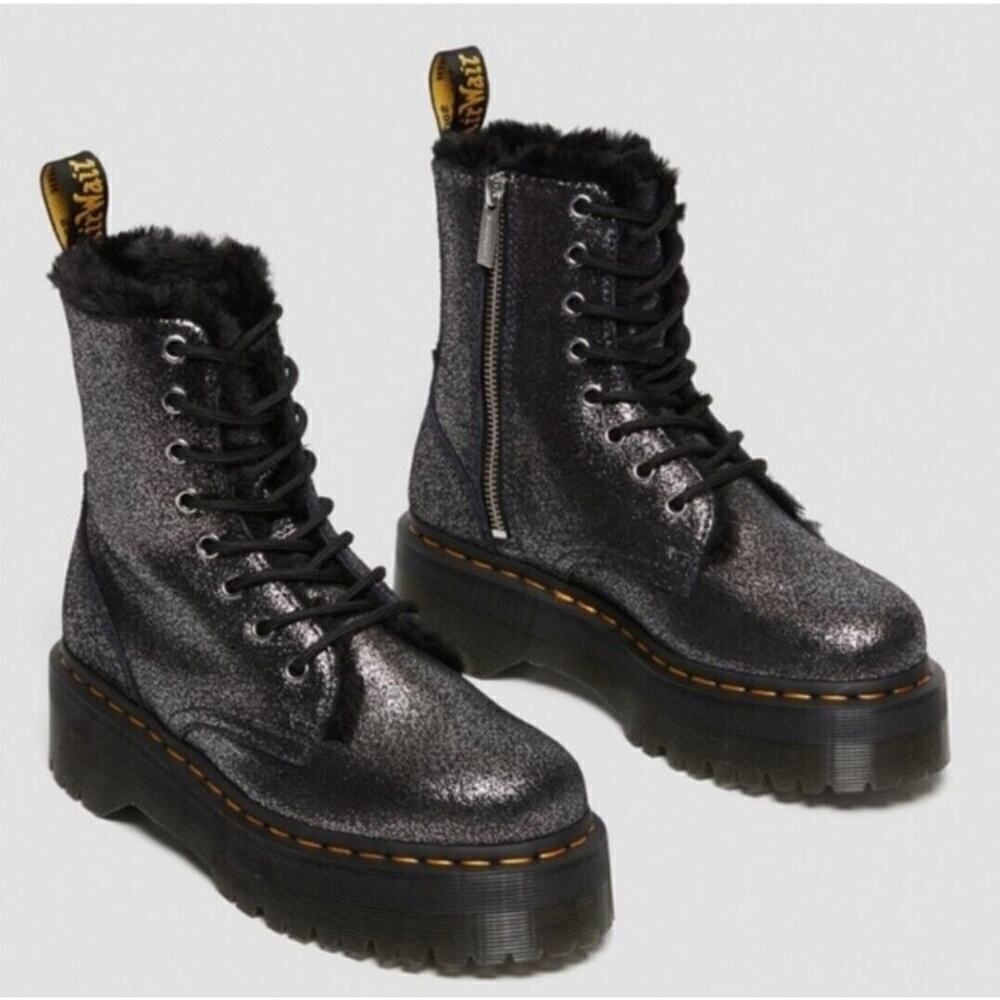 Dr. Martens Women's Jadon Boot Fur Lined Metallic Platform Leather Boots | 8